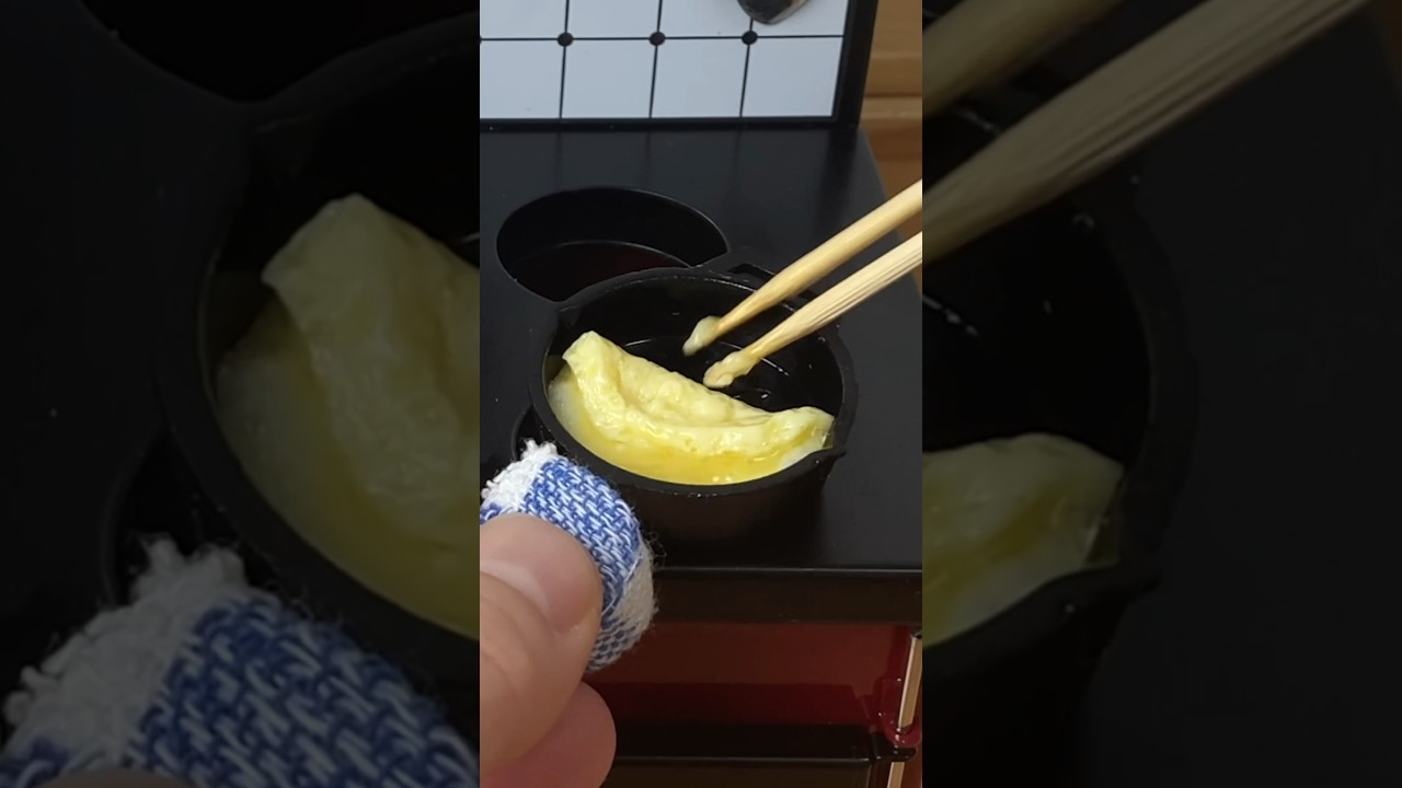 食べれるミニチュア料理 オムレツ #shorts #miniaturecooking #ミニチュア料理 @miniaturecooking.