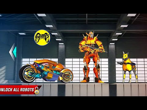 Flying Bike Robot Dog Transformation Game 2021: Yellow Robot - Android Gameplay