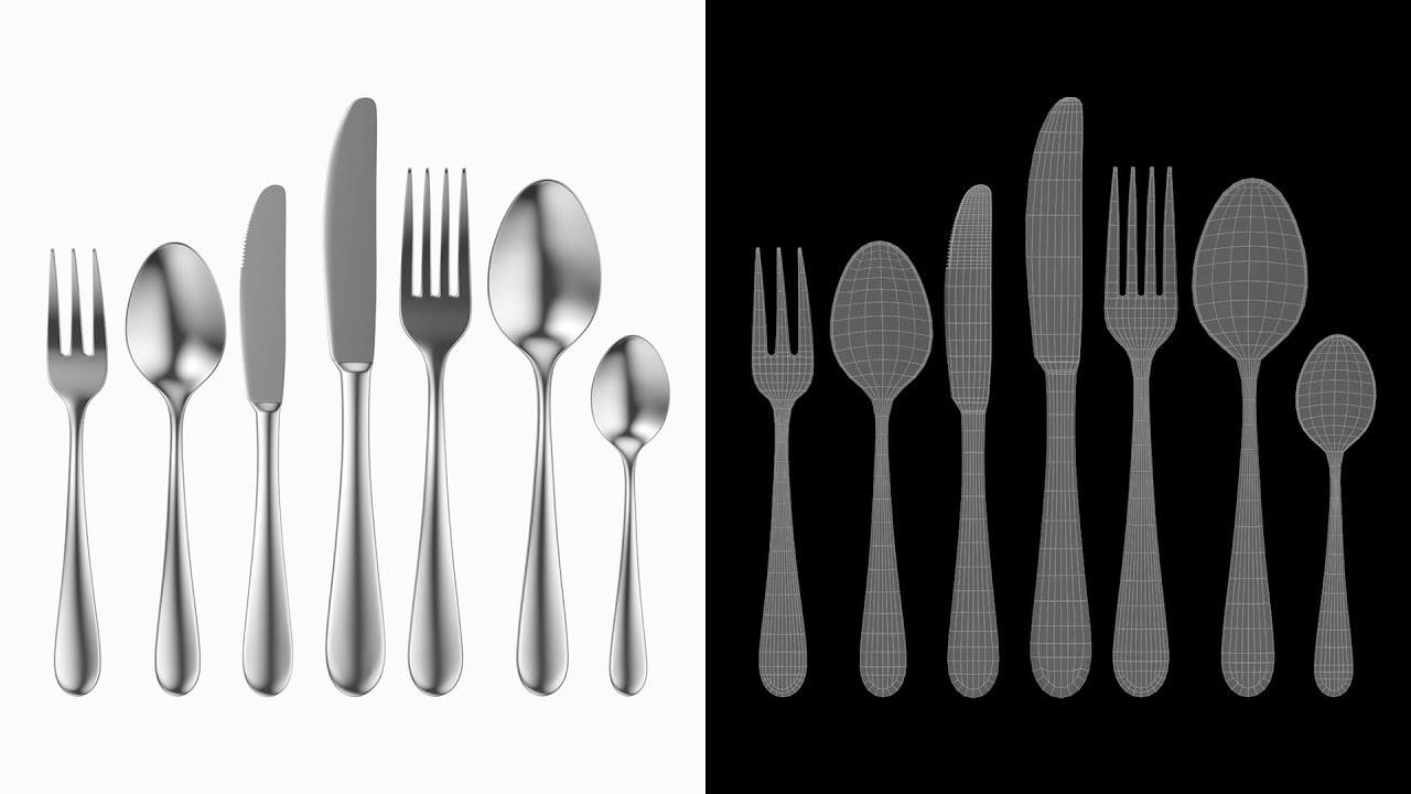 Conjunto de Talheres Gen&eacute;rico 7 Pe&ccedil;as COLE&Ccedil;&Atilde;O Modelo 3D