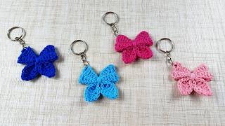 Cute crochet Butterfly keychain tutorial | Crochet Butterfly keychain