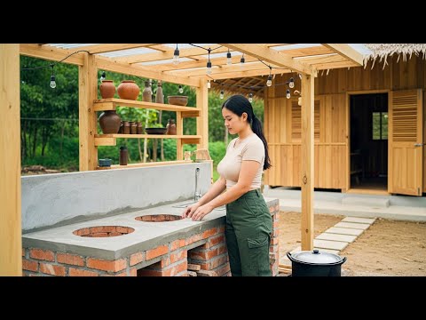 Full Video: Building Cement Yard and Twin Outdoor Stoves – 30-Day Outdoor Kitchen Project