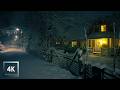 Heavy Snowfall At Night Walk 4K HDR Sweden