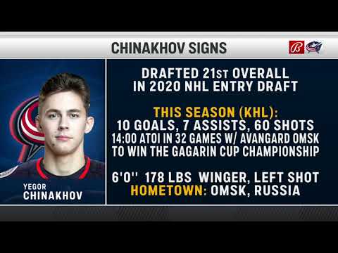 Blue Jackets Sign Yegor Chinakhov to Entry Level Contract (May 3, 2021)