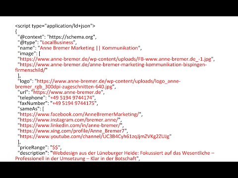 Strukturierte Daten: Vorlage für einen Lokalen Brancheneintrag