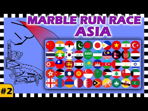 Country Balls Marble Run Race Asia - Race 2 of 6 - Algodoo