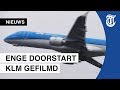 Storm speelt met KLM-toestel
