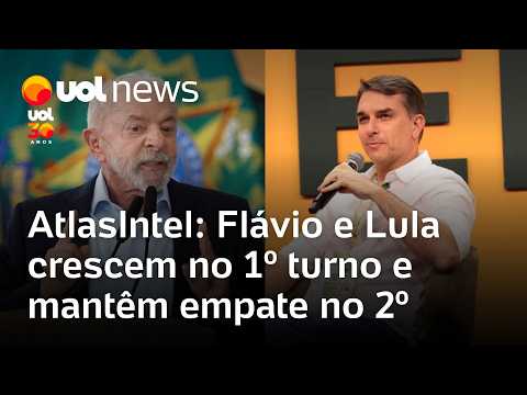 Lula e Flávio Bolsonaro crescem no 1º turno e mantêm empate no 2º, diz pesquisa AtlasIntel