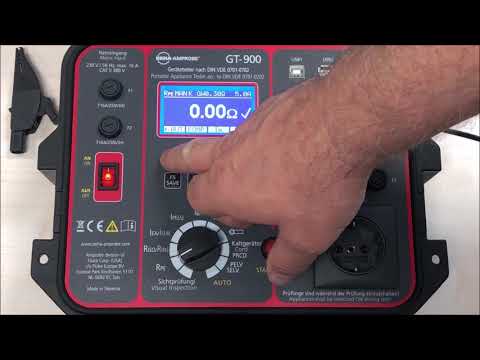 VDE 0701 VDE 0702 Messgerät Prüfgerät Gerätetester GT 900 Messung des RPE Schutzleiterwiederstand
