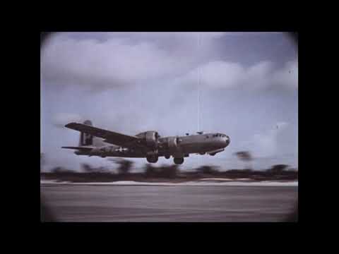 USAAF B-29 Superfortress massive launching for a raid over Japan in 1945