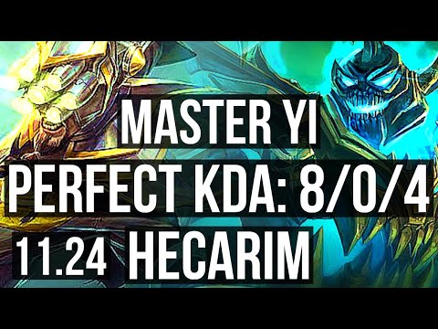 MASTER YI vs HECARIM (JNG) | Rank 3 Yi, 8/0/4, 2.4M mastery, 600+ games | NA Grandmaster | 11.24