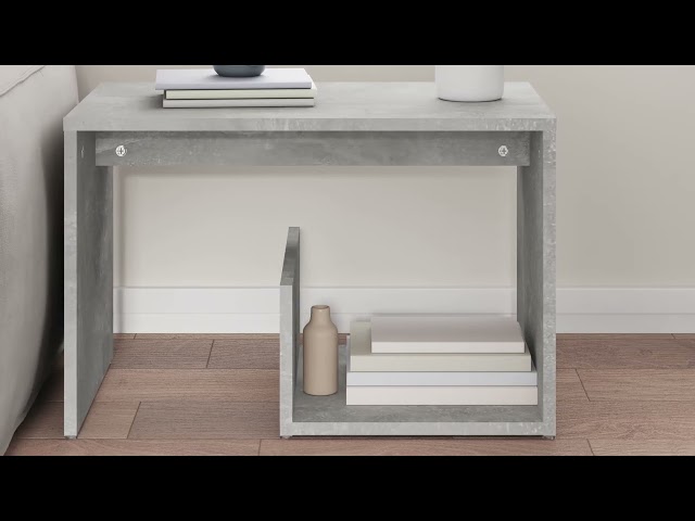 Vidéo teaser pour 806700 vidaXL Side Table Concrete Grey 59x36x38 cm Engineered Wood