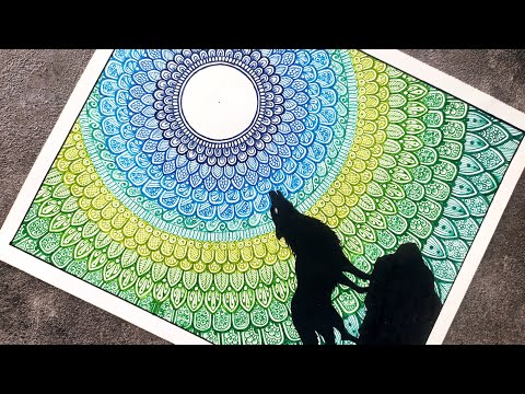 Mandala Art | Wolf Howling at the Moon Mandala Art | How ...