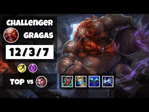 Gragas vs Jayce KOREAN Challenger TOP (12/3/7) - v11.18
