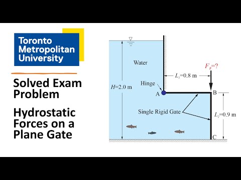 Fluid Mechanics Exam Problem: Hydrostatic Forces on a Plane Gate