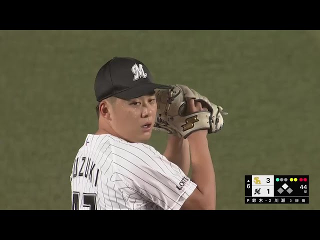 【6回表】最後はアウトコース直球!! マリーンズ・鈴木昭汰 2.2回3奪三振無失点!!  2023年10月15日 千葉ロッテマリーンズ 対 福岡ソフトバンクホークス