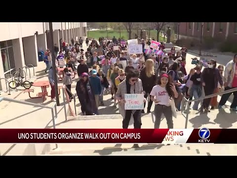 University of Nebraska-Omaha students walk out for transgender rights