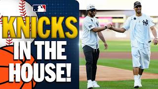 NBA Champions Jalen Brunson and Josh Hart attend the Yankees game! ???? (1st pitch, interview!)