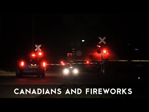 CN 3840 - Eastbound Manifest - Burlington Illinois - WIth Fireworks