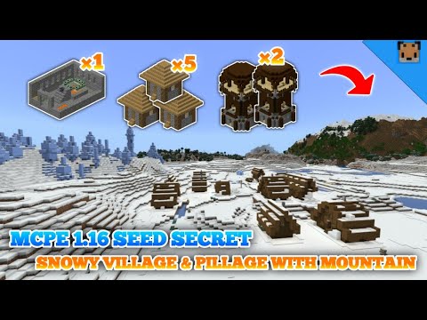 minecraft pe 1.16 seed secret - seed snowy village & pillage with mountains, igloo, stronghold
