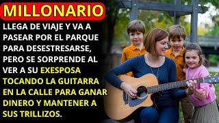 MILLONARIO VE A SU EXESPOSA CON GEMELOS IDÉNTICOS TOCANDO GUITARRA EN LA CALLE PARA GANAR DINERO.