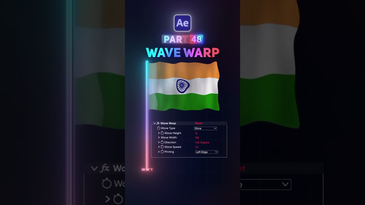 AE Part 48 | How to Flag Animation Using Wave Warp in Adobe After Effect | #indain #flag #animation