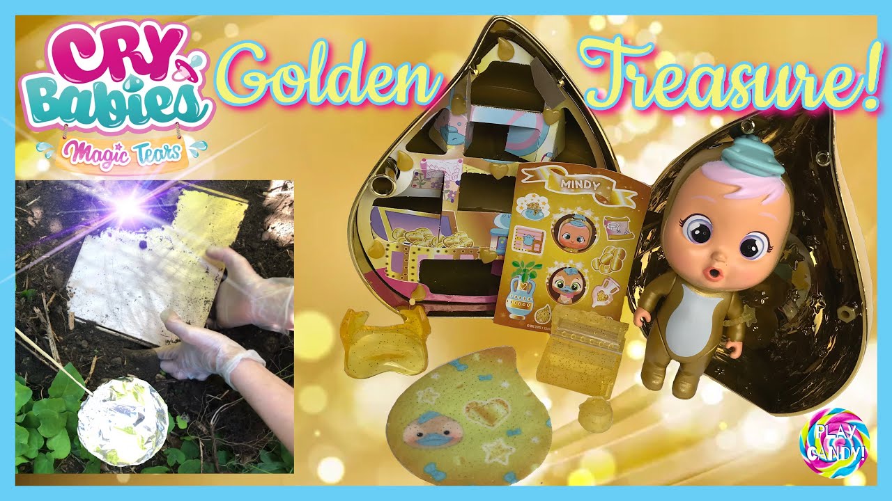 Exclusive Cry Babies Magic Tears Golden Series Treasure in my garden with metal detector#crybabies🏆