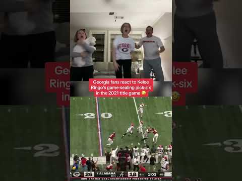 Georgia fans react to Kelee Ringo's game-sealing pick-six in the 2021 National Title game 😂 #shorts