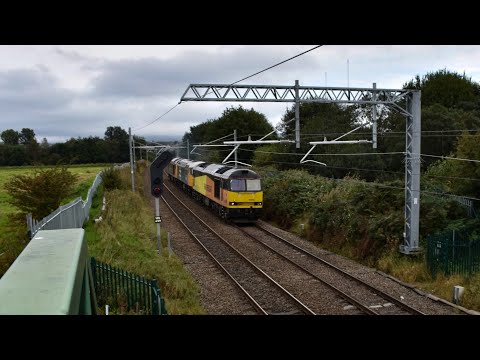 GBRf Class 60 & 56 No's. 60056 & 56098 & 60095 on 0Z60 @ Moss Lane on 16.09.23 - HD