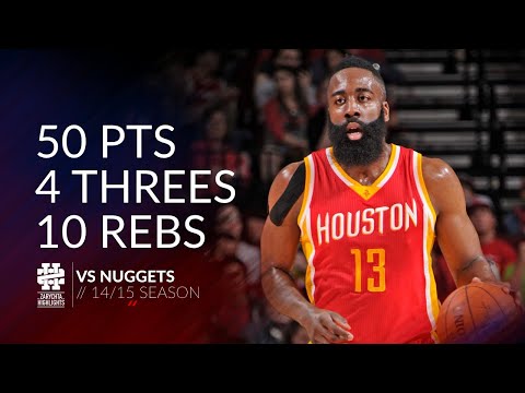 James Harden 50 pts 4 threes 10 rebs vs Nuggets 14/15 season