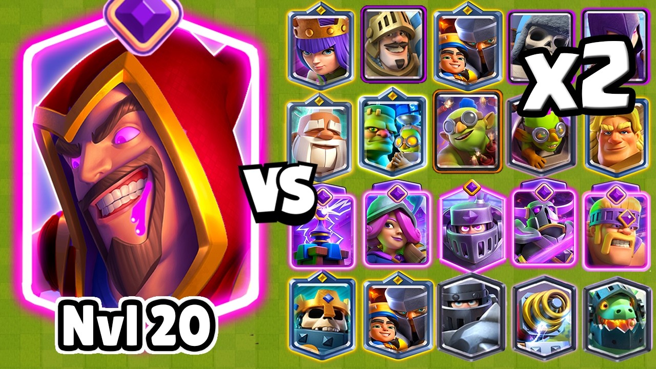 SUPER WIZARD EVO LEVEL 20 vs ALL CARDS x2 | Clash Royale