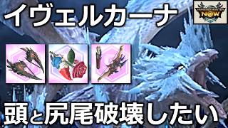 【部位破壊狙い】双剣、弓、斬裂ライトでイヴェルカーナに挑戦！頭動きすぎで狙うのむずすぎ。【モンハンnow】実況