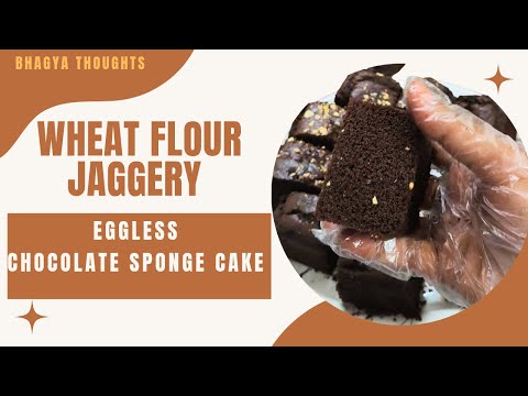 Wheat flour and jaggery eggless chocolate sponge cake//healthy cakes//eggless cakes