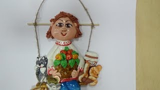 Сувенир оберег ,, Домовик Кузя,, Работа из соленого теста. М.К. -1 часть.