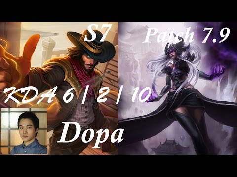 S7 Dopa - Mid - TwistedFate vs Syndra - KDA 6 / 2 / 10 -- Patch 7.9  KR rank