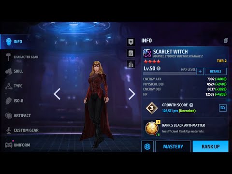 Marvel’s Future fight scarlet witch new uniform and growth 4⭐️ mastery to 5⭐️ mastery and more (P-1)