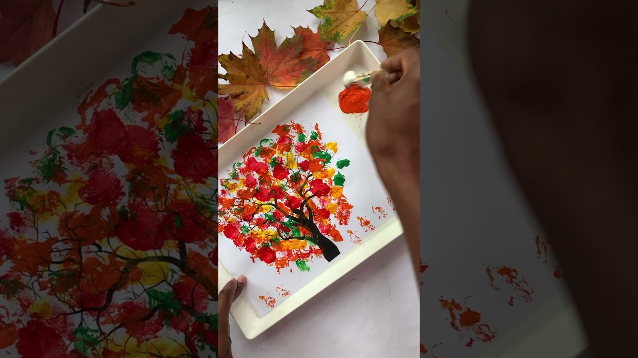 Cotton Ball Tree Craft #fallcrafts #fall #kidcrafts #crafts #craftsforkids