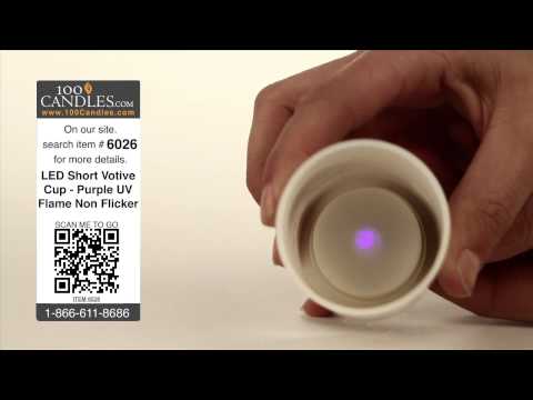 Battery Operated LED Short Votive Cup - Purple UV Flame Non Flicker