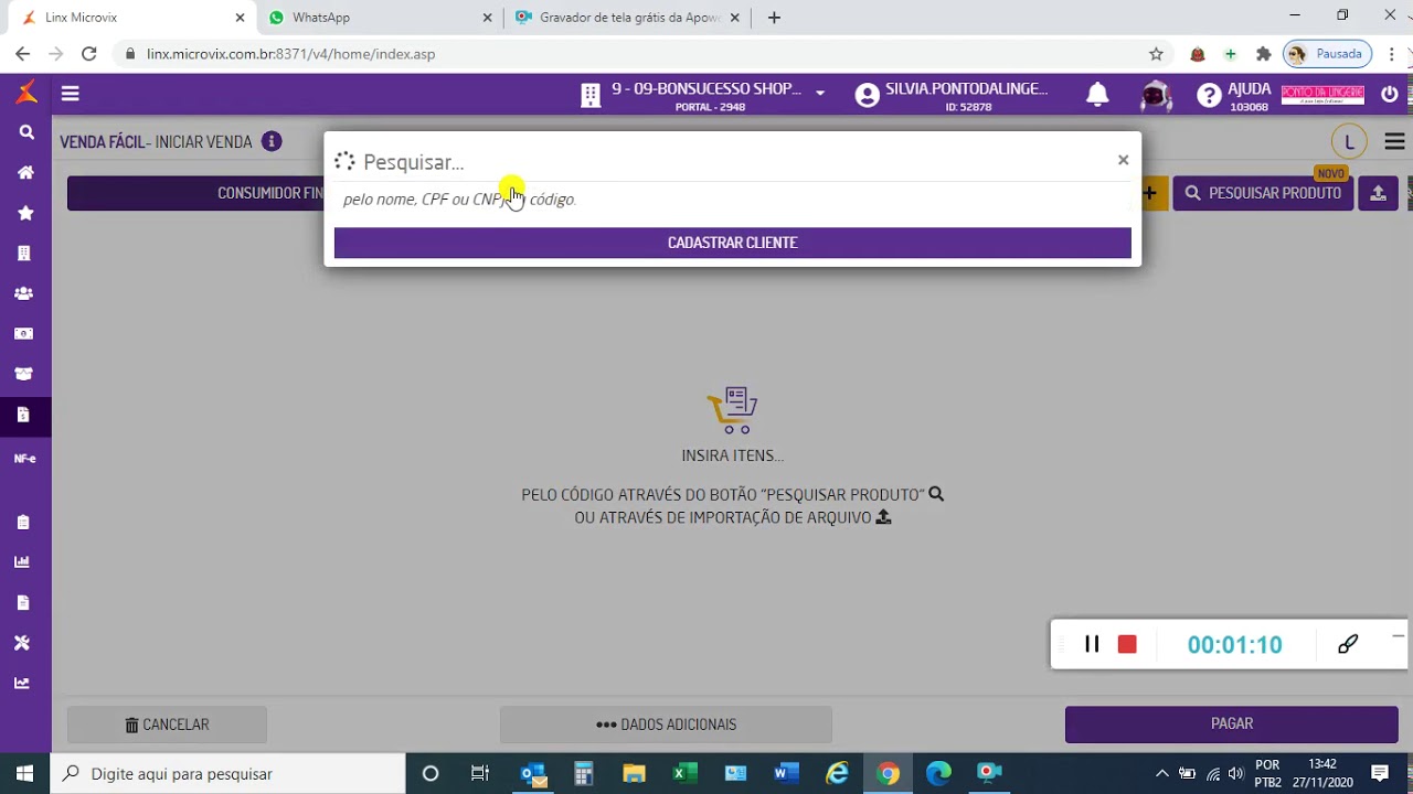 Operação no venda fácil - Linx Microvix