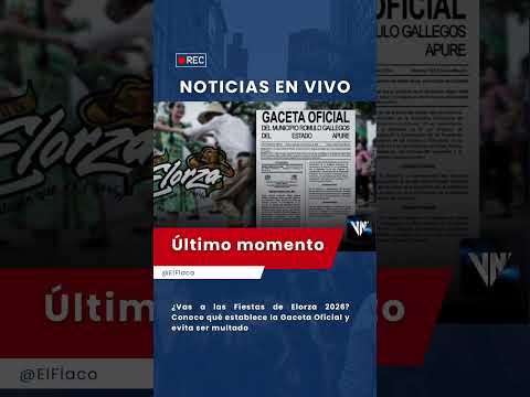 El Municipio Rómulo Gallegos, publicó la Gaceta N° 825 para regular las Fiestas de Elorza 2026.