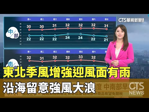 東北季風增強迎風面有雨　沿海留意強風大浪
