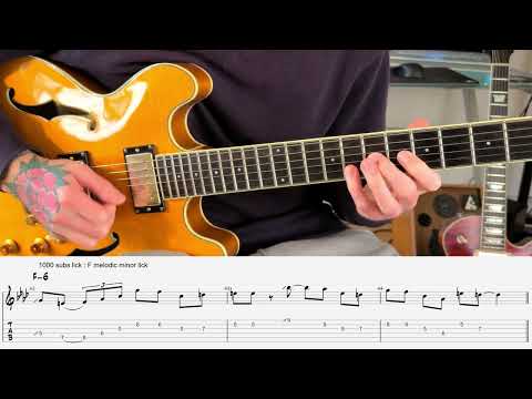 F Melodic Minor Jazz Guitar Lick Lesson - 1000 Subs Lick