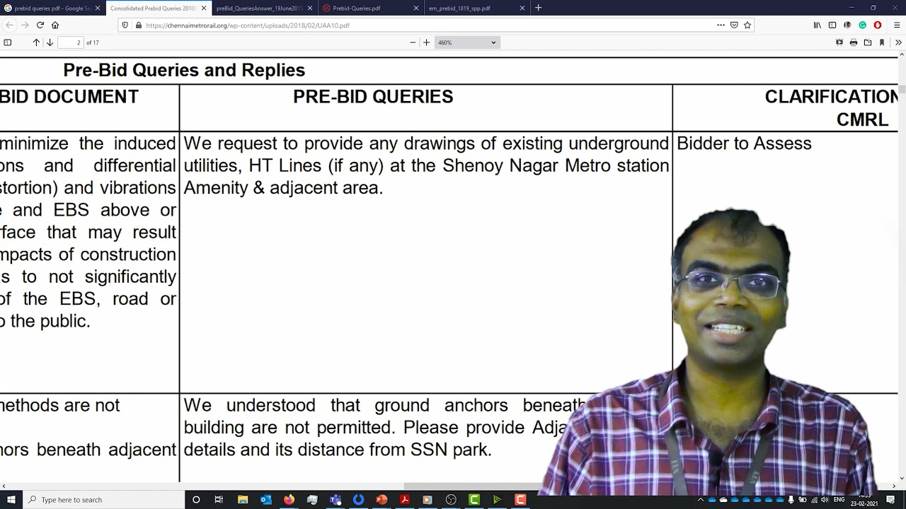 Learn how to prepare pre-bid query documents for government and private tenders for projects - India