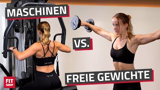 Maschinen vs. freie Gewichte | Krafttraining an der Kabelzugstation, Kraftstation und mit Hanteln