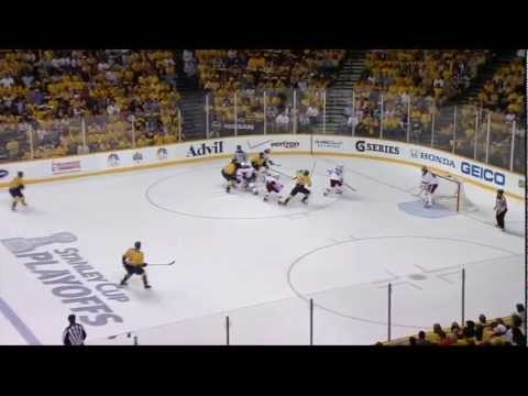 Klesla boarding on Halischuk. Phoenix Coyotes vs Nashville Predators Game 4 5/4/12 NHL Hockey
