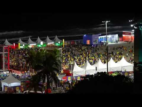 Top shot of soccer fans gathering in Rio to watch World Cup match