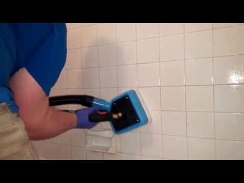 Mytee spinner in action - Tile and grout cleaning in a shower