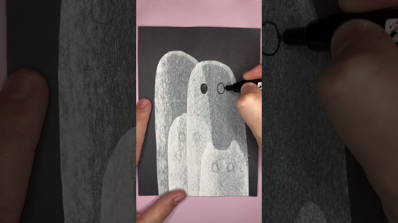 Ghost Family Squeegee Painting 👻 🎨 DIY Halloween Decor #shorts #halloweendecor #diy #easypainting