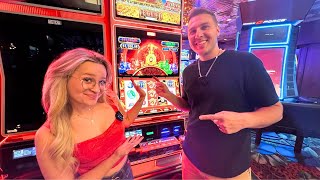 She is SO LUCKY! We Hit a BIG WIN on This Slot Machine!