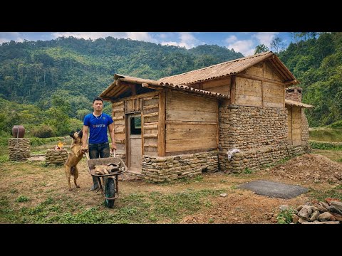 I built a wooden and stone house near the river; the house design process.