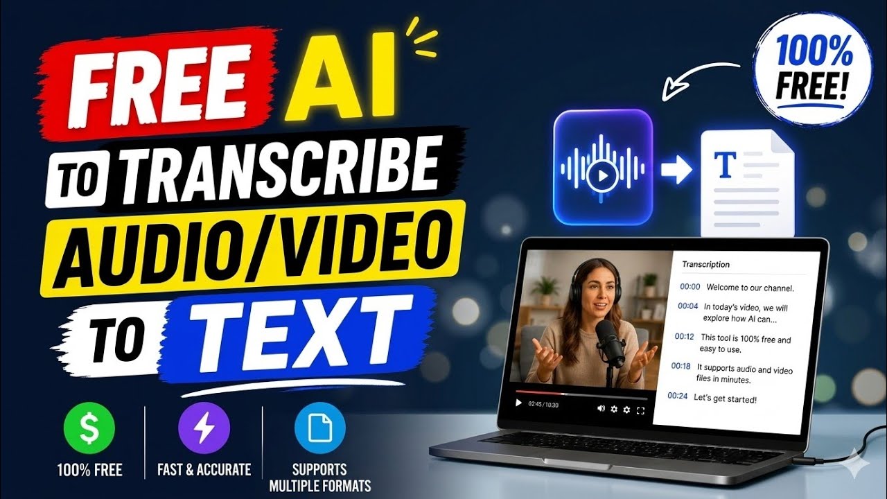 Convert Audio or Video to Text for Free | Free Transcription Software | Free Transcription AI